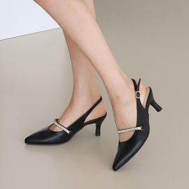 [GIRLS GOOB] Women's Comfortable High Heels, Strap Dress Pointed Toe Stiletto, Pumps, Synthetic Leather - Made in KOREA